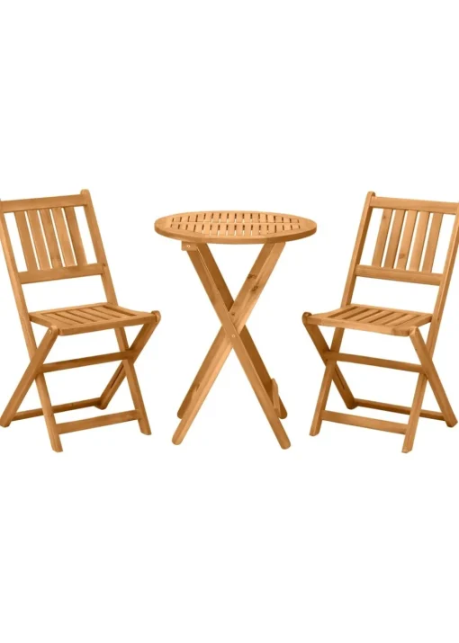 Outsunny Folding Patio Bistro 3 Dining Table with 2 Foldable Chairs Set
