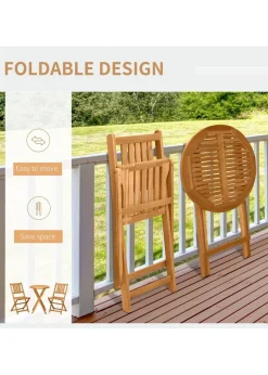 Outsunny Folding Patio Bistro 3 Dining Table with 2 Foldable Chairs Set