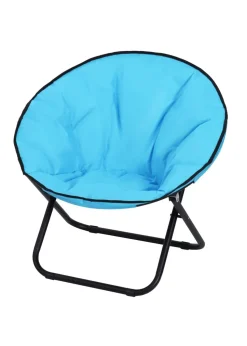 Outsunny Folding Saucer Moon Chair Oversized Padded Seat Round Oxford Grey