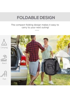 Outsunny Folding Saucer Moon Chair Oversized Padded Seat Round Oxford Grey