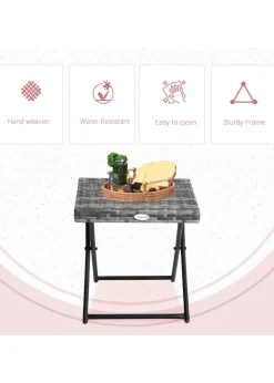 Outsunny Folding Square Bistro Rattan Coffee Table (40cm x 40cm x 40cm)