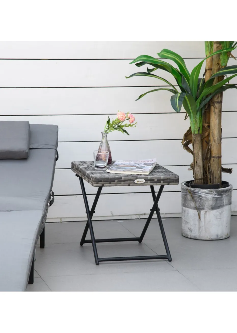 Outsunny Folding Square Bistro Rattan Coffee Table (40cm x 40cm x 40cm)