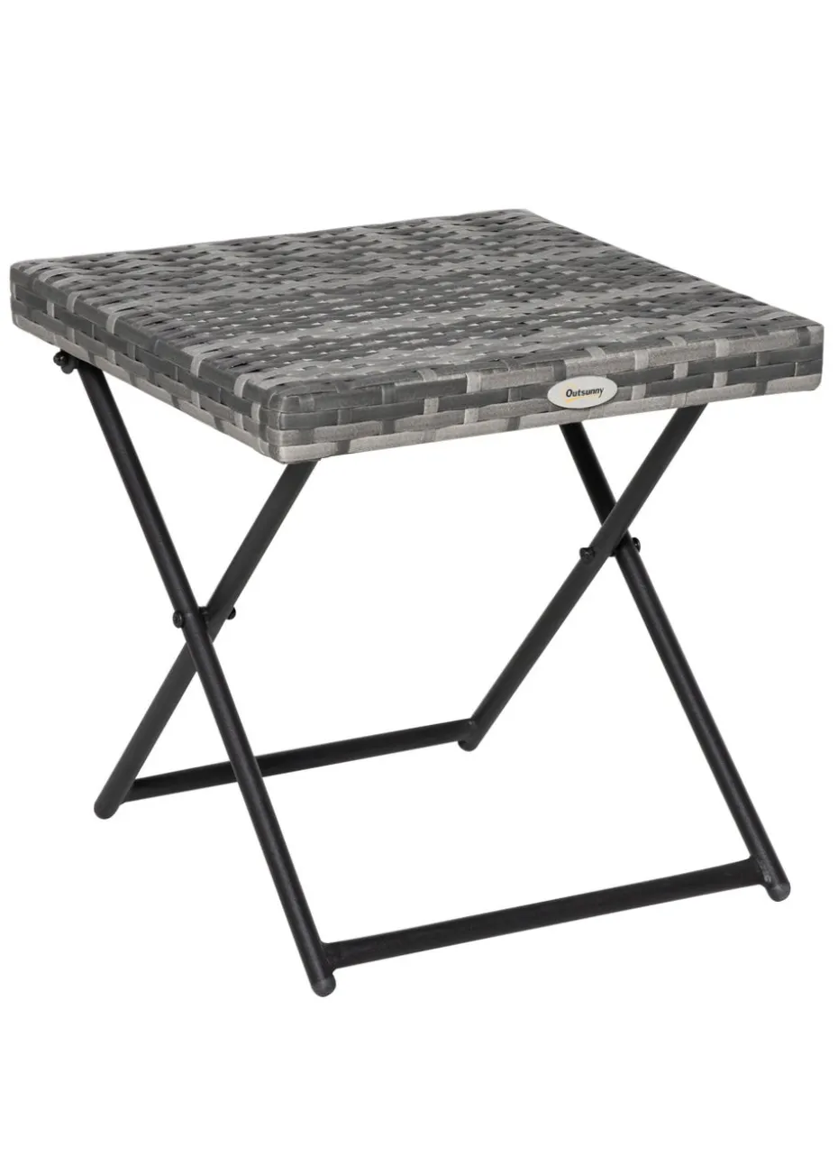Outsunny Folding Square Bistro Rattan Coffee Table (40cm x 40cm x 40cm)