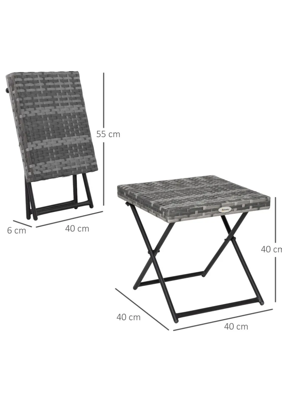 Outsunny Folding Square Bistro Rattan Coffee Table (40cm x 40cm x 40cm)
