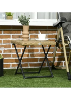 Outsunny Folding Square Rattan Coffee Table with Steel Frame Bistro Garden