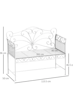 Outsunny Garden 2 Seater Metal Bench Park Seating Outdoor Furniture Chair