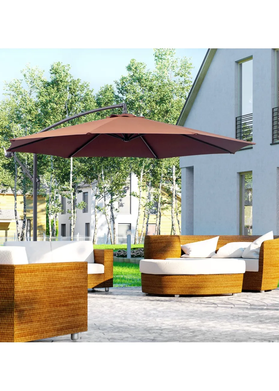 Outsunny Garden Banana Parasol Cantilever Umbrella (3m)