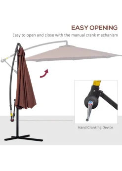 Outsunny Garden Banana Parasol Cantilever Umbrella (3m)