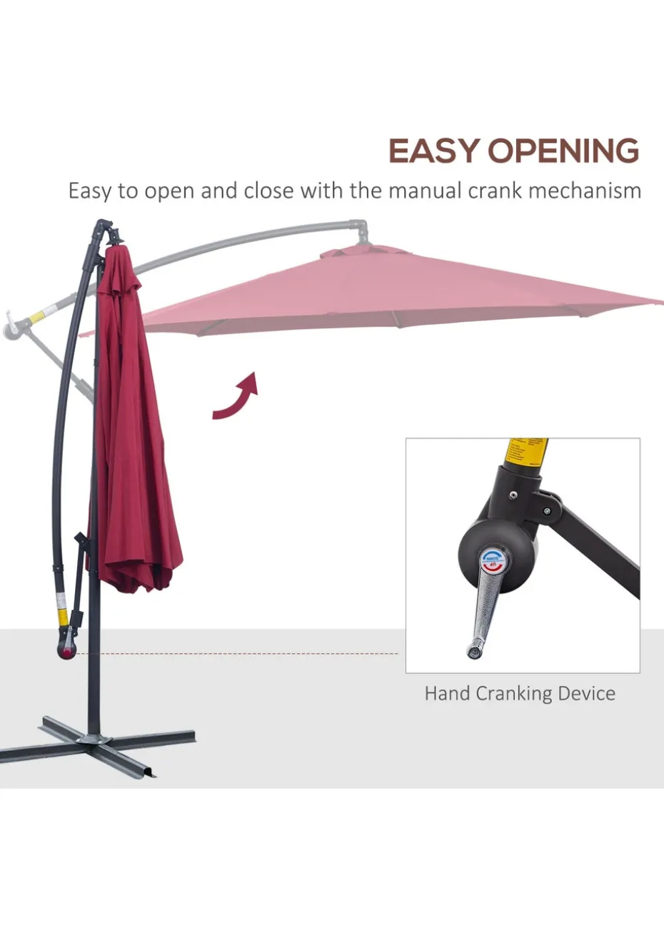 Outsunny Garden Banana Parasol Cantilever Umbrella (3m)