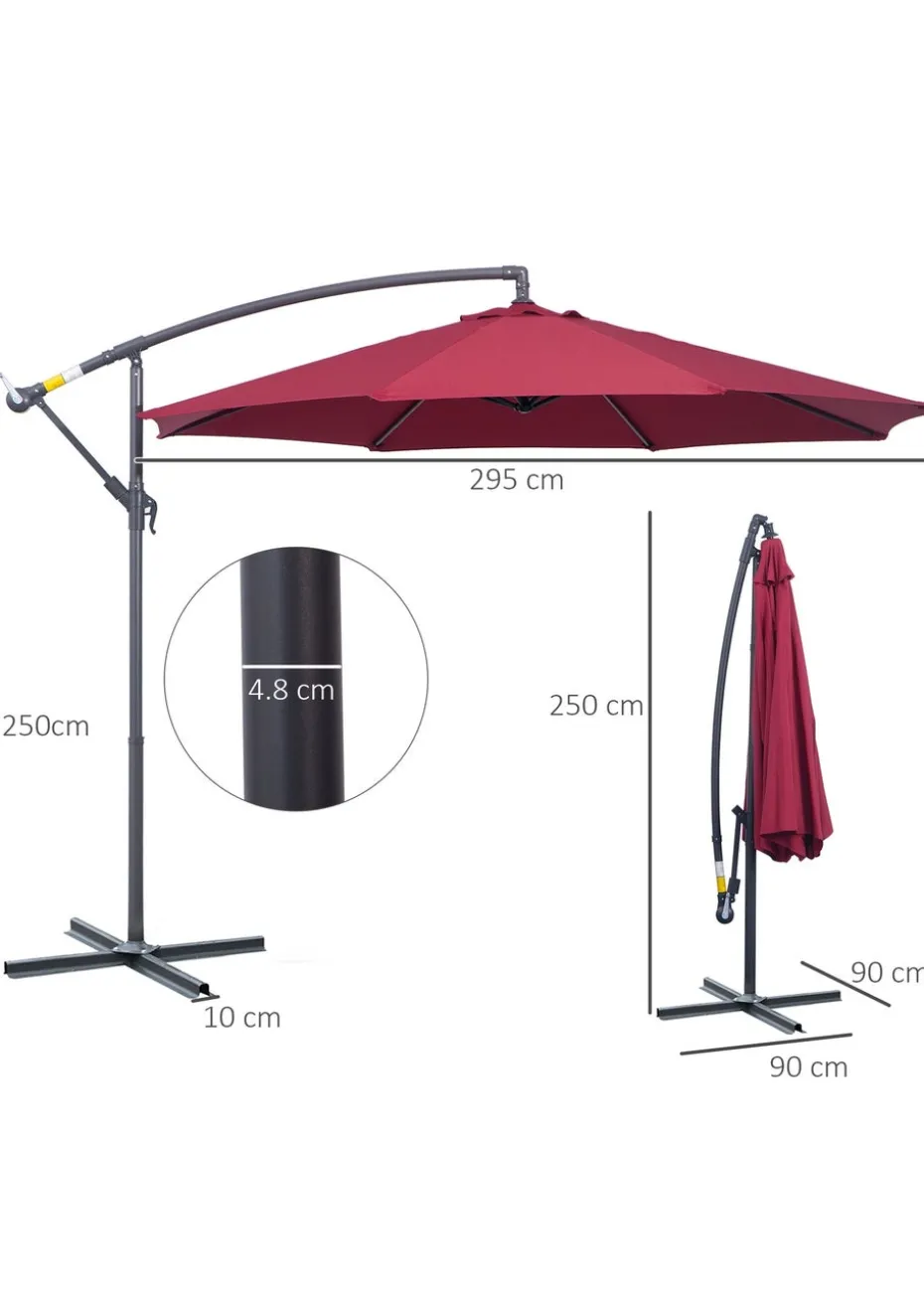 Outsunny Garden Banana Parasol Cantilever Umbrella (3m)
