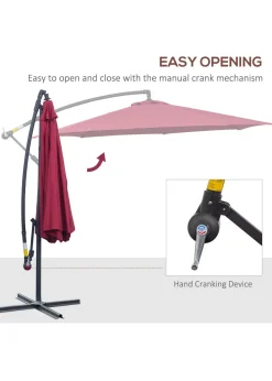 Outsunny Garden Banana Parasol Cantilever Umbrella (3m)