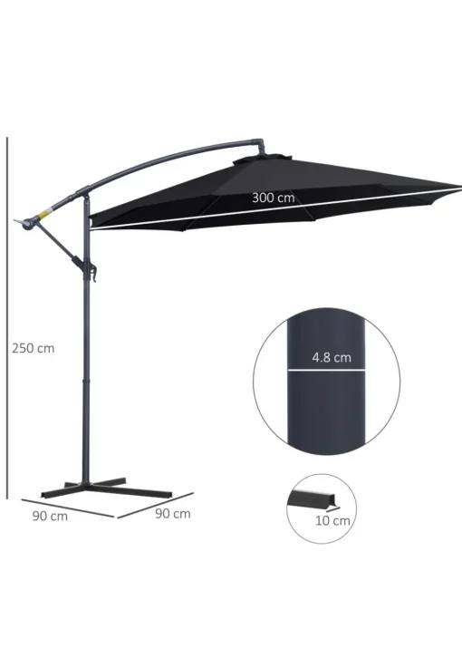 Outsunny Garden Cantilever Parasol Patio Banana Umbrella (3m)