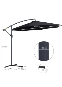 Outsunny Garden Cantilever Parasol Patio Banana Umbrella (3m)