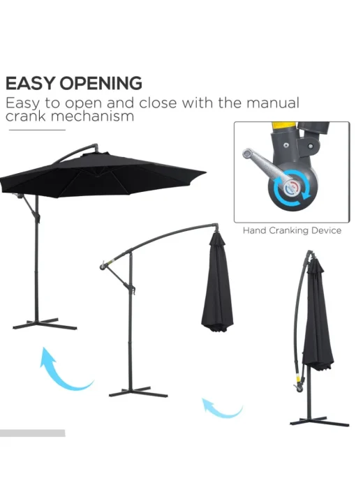 Outsunny Garden Cantilever Parasol Patio Banana Umbrella (3m)