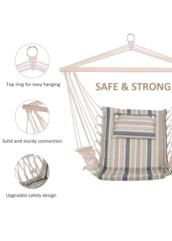 Outsunny Garden Outdoor Hanging Hammock Chair Thick Rope Multicoloured stripes