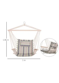 Outsunny Garden Outdoor Hanging Hammock Chair Thick Rope Multicoloured stripes