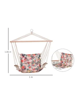 Outsunny Garden Outdoor Hanging Hammock Chair Thick Rope Multicoloured stripes