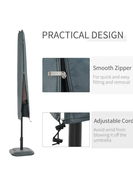 Outsunny Garden Parasol Cover Waterproof Outdoor Courtyard Umbrella Protector 420D Oxford Fabric 178 x 25/35 cm
