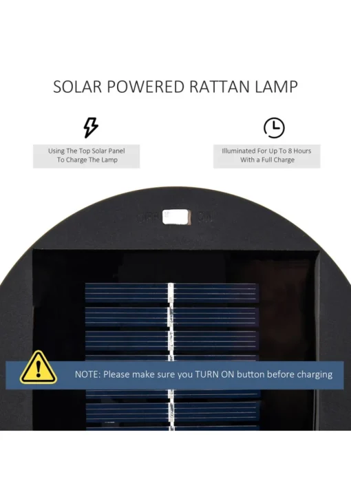 Outsunny Garden Solar Powered Lights Woven Wicker Lantern