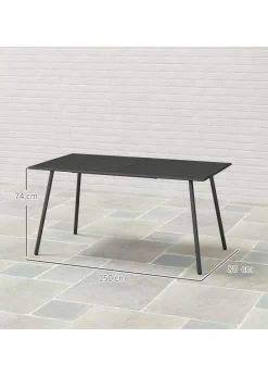 Outsunny Garden Table for 4 to 6 Person with Slat Top Steel Frame