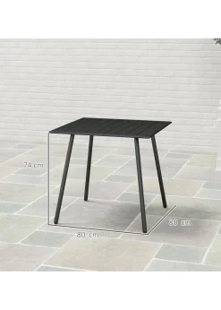 Outsunny Garden Table for 4 to 6 Person with Slat Top Steel Frame
