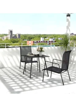 Outsunny Garden Table for 4 to 6 Person with Slat Top Steel Frame