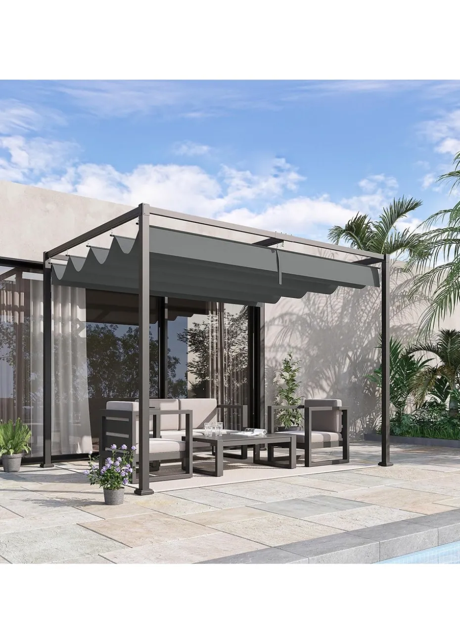 Outsunny Grey Metal Outdoor Pergola (3 x 2m)