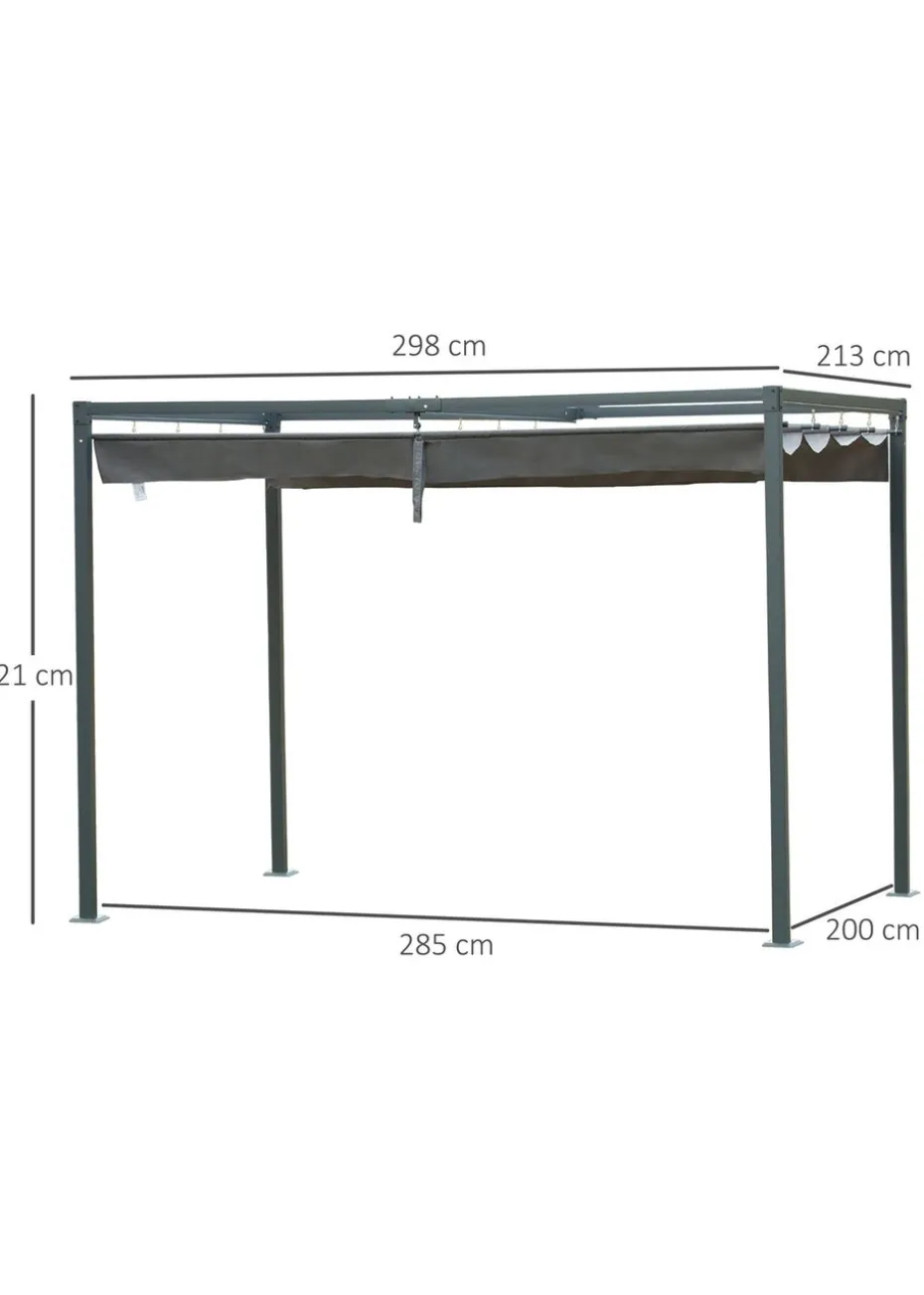 Outsunny Grey Metal Outdoor Pergola (3 x 2m)