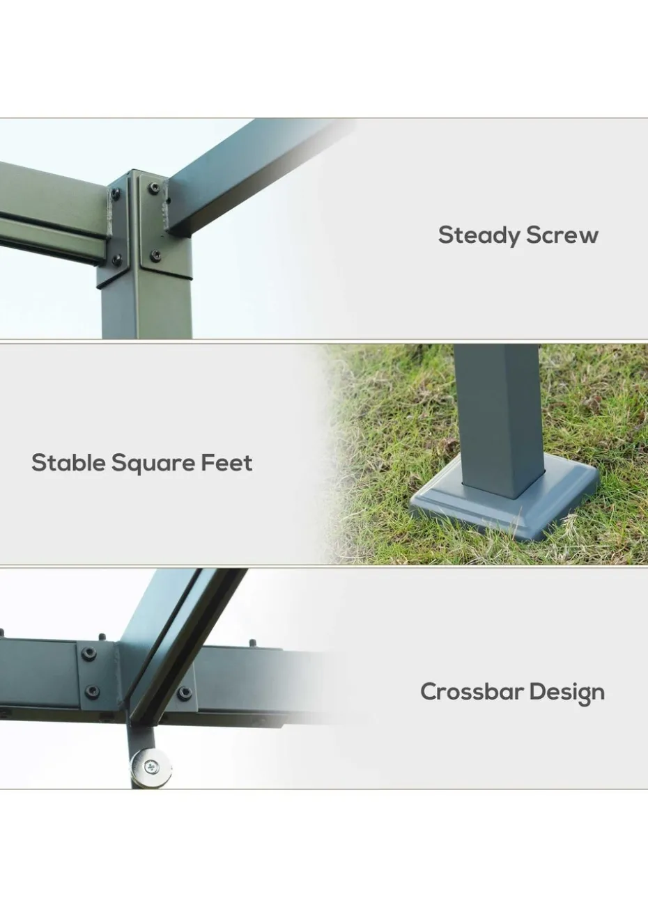 Outsunny Grey Metal Outdoor Pergola (3 x 2m)