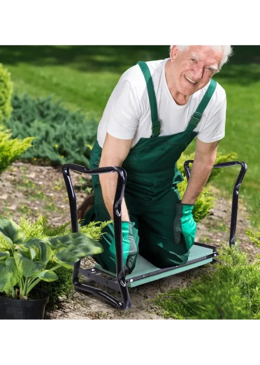 Outsunny 2-in-1 Garden Seat Kneeling Pad & Support Bench (58cm x 28cm x 49cm)
