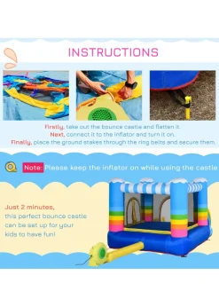 Outsunny Inflatable Rainbow Bouncy Castle (155cm x 280cm x 170cm)