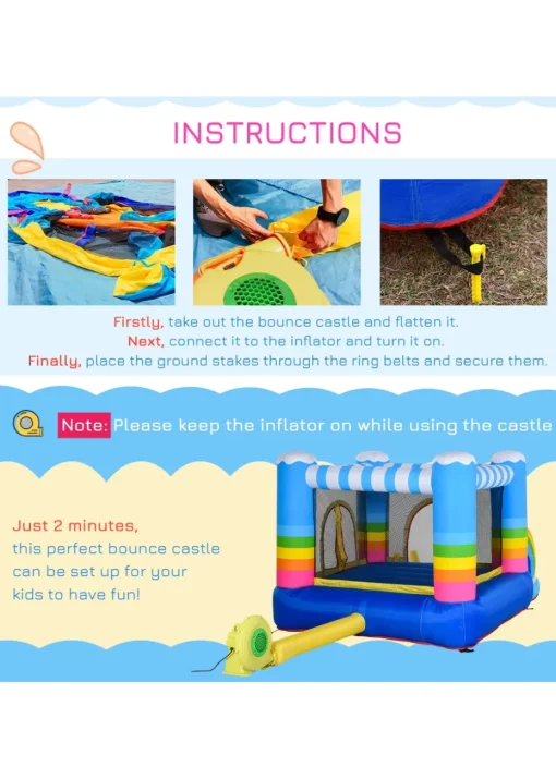 Outsunny Inflatable Rainbow Bouncy Castle (155cm x 280cm x 170cm)