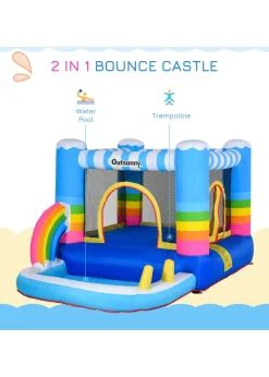 Outsunny Inflatable Rainbow Bouncy Castle (155cm x 280cm x 170cm)