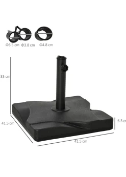 Outsunny 20KG Square Garden Parasol Base (Fits Φ32mm,Φ38mm,Φ48mm Parasol)