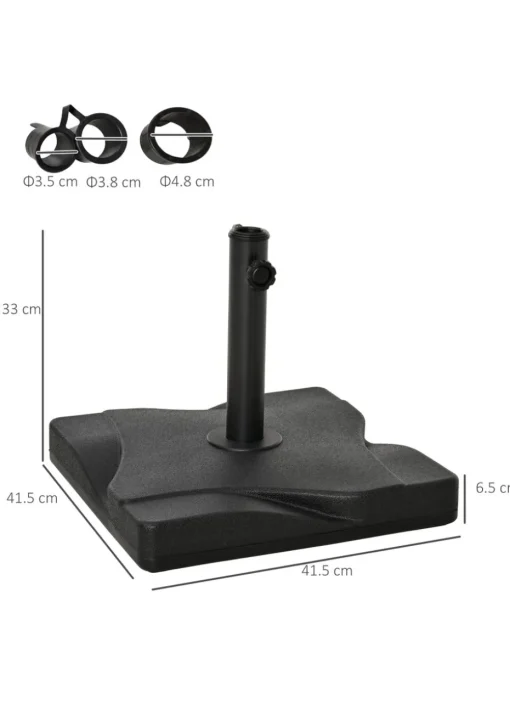 Outsunny 20KG Square Garden Parasol Base (Fits Φ32mm,Φ38mm,Φ48mm Parasol)
