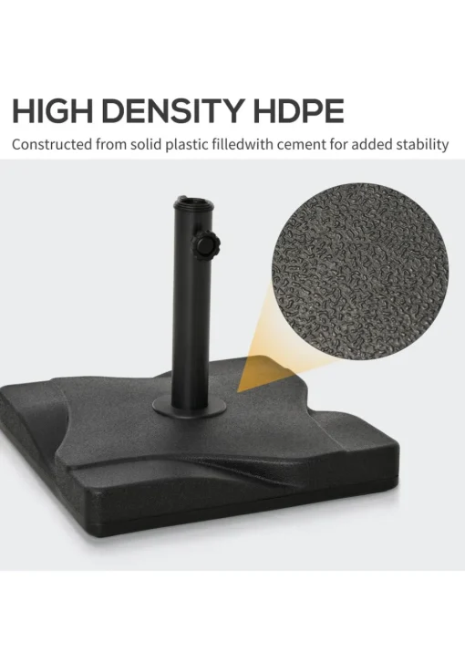 Outsunny 20KG Square Garden Parasol Base (Fits Φ32mm,Φ38mm,Φ48mm Parasol)