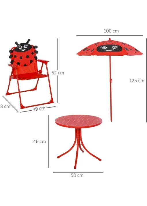 Outsunny Kids Ladybird Folding Picnic Table