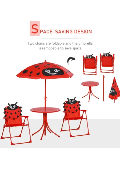 Outsunny Kids Ladybird Folding Picnic Table