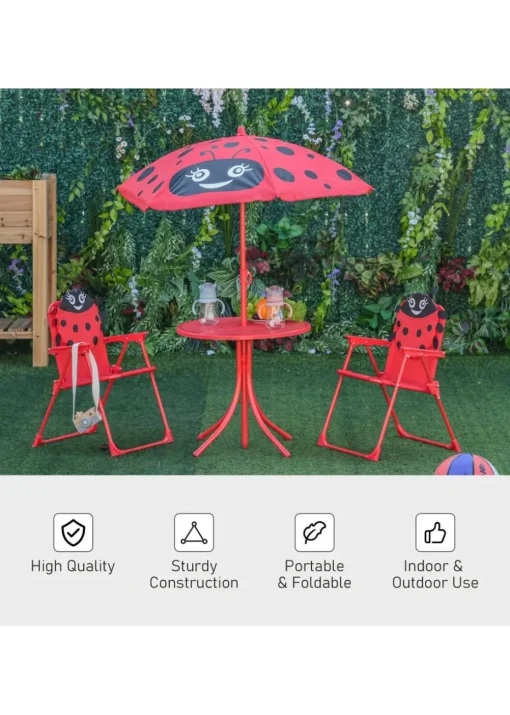 Outsunny Kids Ladybird Folding Picnic Table