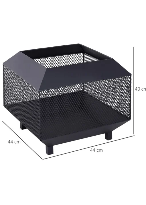 Outsunny Metal Firepit Patio Heater Brazier Garden Square Stove Log Wood Burner