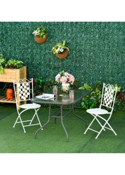 Outsunny Metal Garden Table with Umbrella Hole, 120L x 80Wcm