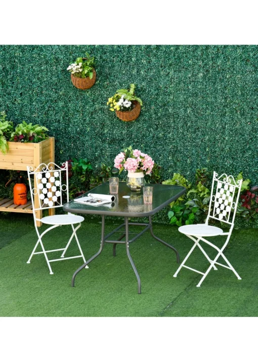 Outsunny Metal Garden Table with Umbrella Hole, 120L x 80Wcm