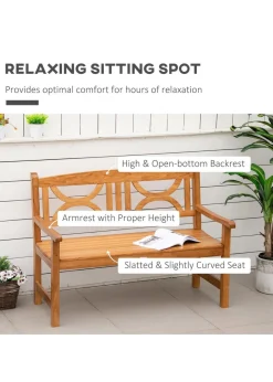 Outsunny Natural 2-Seater Chair Wooden Garden Bench
