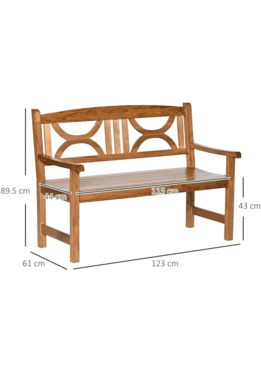 Outsunny Natural 2-Seater Chair Wooden Garden Bench