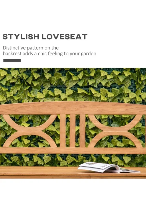 Outsunny Natural 2-Seater Chair Wooden Garden Bench