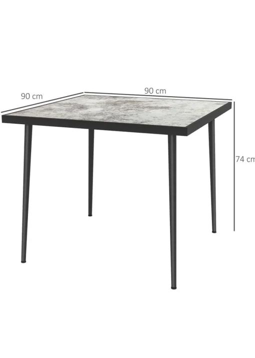 Outsunny Outdoor Dining Table for 4 with Marble Effect Tempered Glass Top