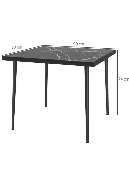 Outsunny Outdoor Dining Table for 4 with Marble Effect Tempered Glass Top