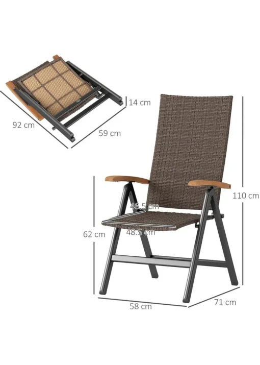 Outsunny Outdoor Folding Rattan Chair Dining Chair