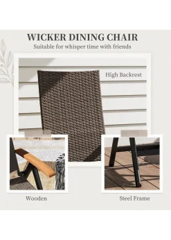 Outsunny Outdoor Folding Rattan Chair Dining Chair