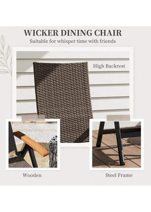 Outsunny Outdoor Folding Rattan Chair Dining Chair